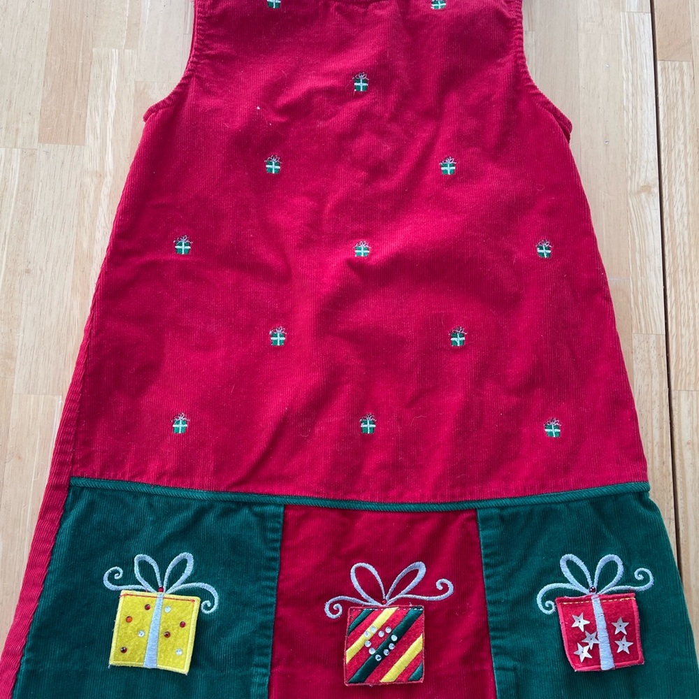 Vintage Rare Editions Red Corduroy Jumper Dress 6 Peek A Boo